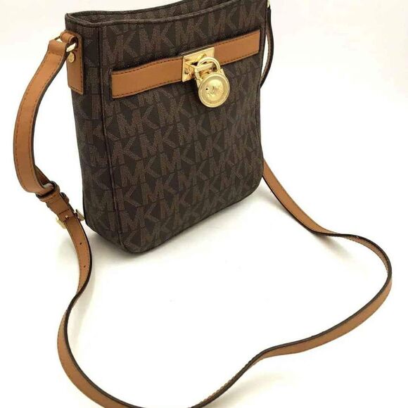NEW Michael Kors MK Designer Hamilton Traveler Brown Crossbody Bag Purse Handbag - Picture 2 of 10